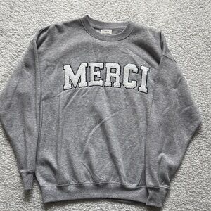 Reflex Gray Crewneck Sweater with Merci Design